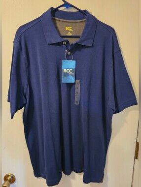 BCC Khaki Short Sleeve Polo Shirt Blue Men's‎ Size XL NWT